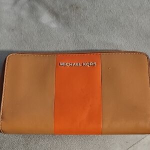Michael Kors Orange and Tan Leather Wallet